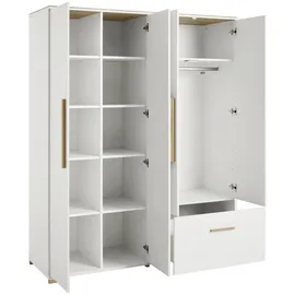 Paidi Kinderkleiderschrank Enie 164 x 200,4 x 55,6 cm Eiche massiv weiß