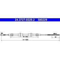 ATE Handbremsseil Hinten 24.3727-0229.2 für BMW Z3 | Handbremsseil,