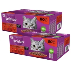 WHISKAS Adult 160x85g Classic Meals für adulte Katzen in Bratensoße mit Rind, Huhn, Lamm, Geflügel