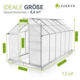 Juskys Gewächshaus Aluminium Silber HKP 4 mm 7,2 m2