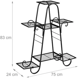 Relaxdays Blumentreppe 83 x 75 x 24 cm Schwarz