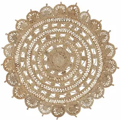 Teppich CARPETFINE "Cate Juteteppich Naturfaser", beige (natur), B:200cm H:5mm Ø:200cm, Jute, Teppiche, 100 % geflochtene Jute, beidseitig nutzbar, nachhaltig