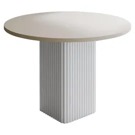 design möbel Beistelltisch CUBO Ø100 cm Metalltisch Wohnzimmertisch WEIß/CASCHMERE