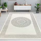 CARPETIA Teppich Wohnzimmerteppich Schlafzimmer modern edel elegant Teppich Kurzflor glänzend Creme grau 160x230 cm