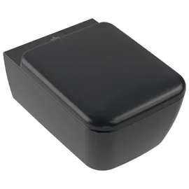 Villeroy & Boch Skyla Wand-WC mit WC-Sitz Pure Black CeramicPlus