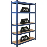 Proregal Schwerlastregal Ragnar für Gesamtlast 875 kg HxBxT 180 x 120 x 40 cm Blau Kellerregal Steckregal Garagenregal Lagerregal