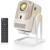 Mini Beamer 4K 1080p Full HD, Android OS, 360°Rotatable Smart Mini Projektor, 450 ANSI, WiFi6/BT5.2, Electric Focus & Auto Keystone, Tragbarer Filmprojektor für Heimkino/Outdoor