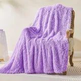 EMME Kuscheldecke Flauschig Decke, Faux Pelz wolldecke,Super Weich, Plüschig, Warme Gemütliche Wendbare Fleecedecke, Felldecke Überwurf Für Sofa und Bett,130 x 150 cm,Violett