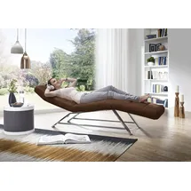 W.Schillig Relaxliege daily dreams Leder/Polyester 75 x 91 x 170 cm braun mit Kissen