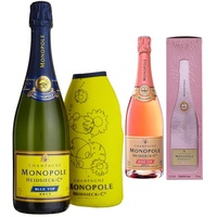 Monopole Heidsieck Blue Top Brut Champagner mit gelber Neoprenkühlmanschette (1 x 0,75 l) & Heidsieck & Co. Monopole Rosé Top Brut Champagner mit Geschenkverpackung (1 x 0.75 l)