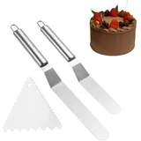 GisWell Winkelpalette Edelstahl Set Tortenspachtel Streichpalette Palettenmesser Buttercreme Tortenmesser Tortenschaber Tortenteiler für Verteilen Von Sahne Kuchen Backen(Silber)