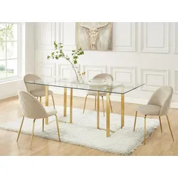 Stuhl 6er-Set - Samt & Goldfarbenes Metall - Beige - MELBOURNE