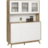 Home Affaire Buffet »Skandi«, 3 Glastüren, 3 Holztüren und 3 Schubkasten, Breite 120 cm, Höhe 165 cm, weiß