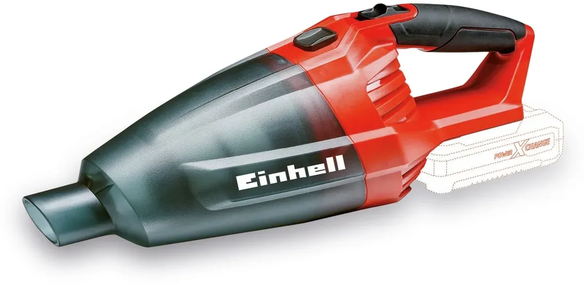 Einhell Akku-Handstaubsauger TE-VC 18 Li-Solo Power X-Change (Lithium-Ionen, 540 ml-Staubfangbehälter, inkl. 3 Düsen, Verlängerung, Wandhalterung, ohne Akku und Ladegerät), Schwarz, Rot
