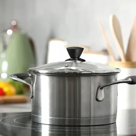 Kadax Topfdeckel, Universaldeckel aus Glas mit Schwarzmatt griff, 20 cm