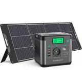 Tragbare 300W (Spitzenwert 600W) Power Station Powerstation 222Wh Solarspeicher Solar Generator Solargenerator Stromerzeuger mit 200W Solarpanels - Schwarz