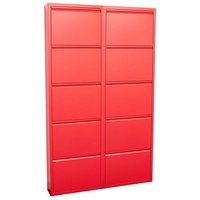 ebuy24 Schuhschrank Pisa Schuhschrank mit 10 Klappen/Türen in Metall r rot