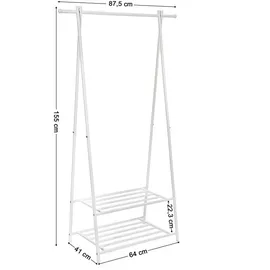 Songmics Kleiderständer 2 Ablagen Metallgestell platzsparend - Weiß