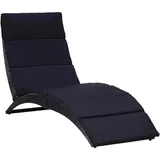 Sonnenliege mit Auflage Poly Rattan Schwarz