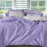 LERUUM Bettwäsche-Set King Size aus Baumwolle Bettwäsche 220x240 wendbarer lila lavendelfarbener Punkt-Muster Bettbezug mit Kissenbezüge (Purple 240x220 + 2(65x65))