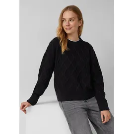 s.Oliver Pullover im Relaxed Fit mit Zopfmuster Schwarz XS