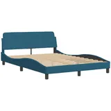vidaXL Bett mit Matratze Blau 120x200 cm Samt
