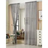 Woltu Gardinen transparent mit Kräuselband Vorhang Leinenoptik Halbtransparent Voile Leinenvorhang Stores Fensterschal Dekoschal Wohnzimmer Kinderzimmer Schlafzimmer, 140x245 cm Dunkelgrau(1 Stück)
