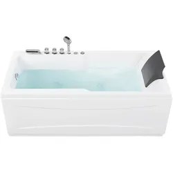 Whirlpool Badewanne weiß rechteckig mit LED 169 x 81 cm rechts ARTEMISA