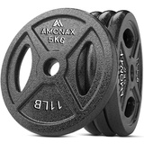 Amonax Hantelscheiben Set, 2,5kg, 5kg, 10kg Hantel Set für 25mm Gewichte Hantel Bar, Metall Hantelscheiben für Gewichtheben und Hip Thrust, hantelscheiben gusseisen für das Home Gym