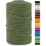 Netuno 1x Makramee Garn Khaki 5 mm 100 m Baumwollkordel mit Baumwollkern Textilgarn Kordelband Naturgarn Naturbaumwolle Garn für Makramee Taschengarn Dekoschnur Flechtschnur Webgarn Baumwolle Garn