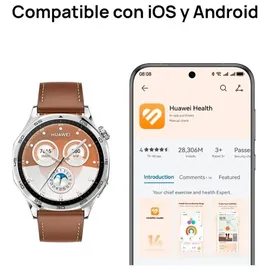 Huawei Watch GT 5 46 mm Silber Lederarmband Braun