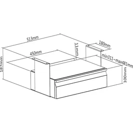 Maclean Brackets Untertisch Schublade mit Regal bis max. 5kg Unterbau unter Schreibtisch Halterung Hängeschublade Homeoffice