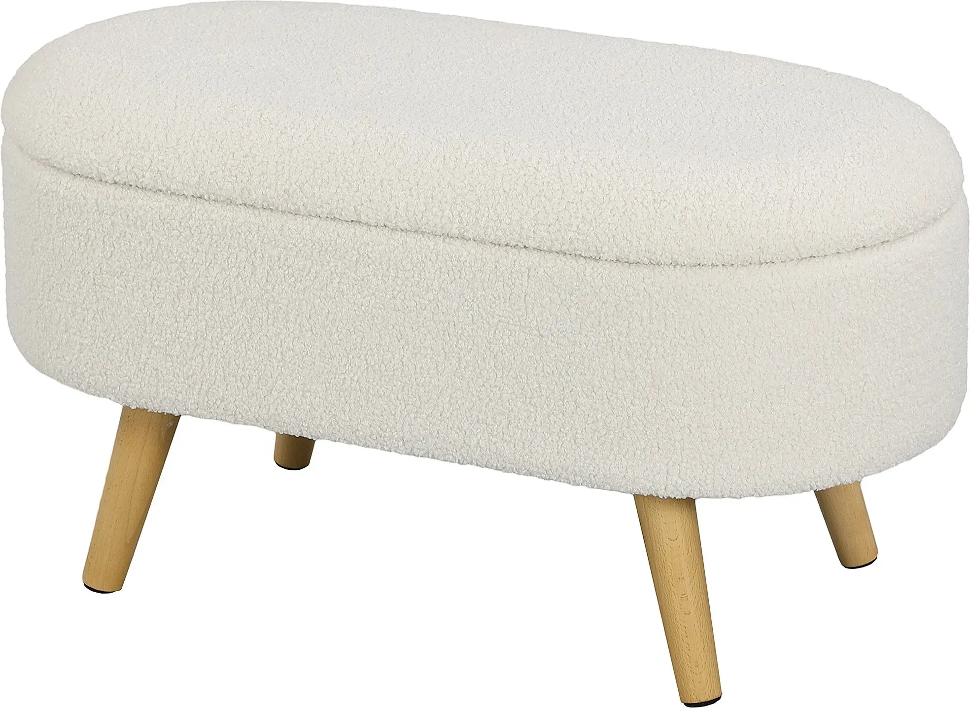 HOMCOM Sitzbank mit Stauraum, Polsterbank mit Deckel, Bettbank mit Teddysamtoptik, für Flur Schlafzimmer Wohnzimmer, Holzrahmen 82 x 41 x 45 cm Weiß   Aosom