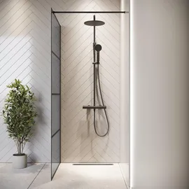 Badplaats Essos Walk-In-Dusche 80 x 200 cm schwarz getönt