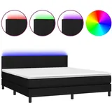 vidaXL Boxspringbett mit Matratze & LED Schwarz 160x200 cm Stoff