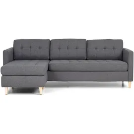 VCM Marino Sofa, Chaiselongsofa Rechts oder Links Gewendet in hellgrauen Stoff mit Holzbeinen.