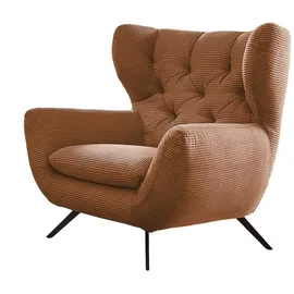 KAWOLA Sessel CHARME Cord 72 x 110 x 80 cm Braun mit Kissen