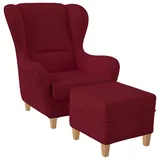 Supellex Sofia Ohrensessel mit Hocker | Design Vienna Rubin-Rot