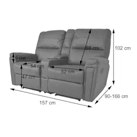 Mendler 2er Kinosessel HWC-K17, Relaxsessel Fernsehsessel Sofa, Nosagfederung Getränkehalter Fach ~ Stoff/Textil braun
