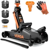 Hydraulischer Wagenheber 2,5T, 85-365 mm + 3X Gummi + Inklusive Arbeitshandschuhe, Autoheber hydraulischer Rangierwagenheber Heber PKW, Profi, Ständer, Flache, Wohnmobil, Geländewagen