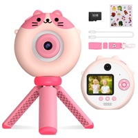 Ushining Kinderkamera, 8X Zoom Digitalkamera Kinder 20 MP 1080P HD Videokamera Kinder mit Stativ 2,0 Zoll Bildschirm 32GB TF-Karte Selfie Kamera Fotoapparat Kinder für 3-12 Jahre Mädchen Jungen, Rosa