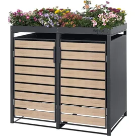Zelsius Mülltonnenbox 3er mit Pflanzdach für 3 Tonnen, 120 - 240 Liter, Anthrazit RAL 7016