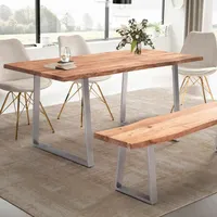 FineBuy Esszimmertisch FineBuy Esstisch 120 cm Massivholz Küchentisch Baumkante