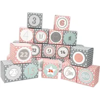 Frau WUNDERVoll® DIY Adventskalender Vorfreude zum Befüllen,Faltschachteln 12x rosa,weiße