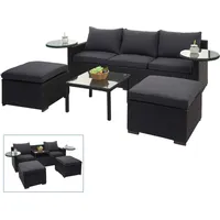 Poly-Rattan Garnitur MCW-J38, Garten-/Lounge-Set Sitzgruppe, Spun Poly halbrundes Rattan anthrazit, Kissen dunkelgrau - Schwarz