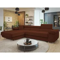Mirjan24 Ecksofa Torezio Mini Cord, Eckcouch mit Bettkasten und Schlaffunktion, Einstellbare Kopfstützen, 280x170x70-90 cm (Farbe: Poso 3... - Braun