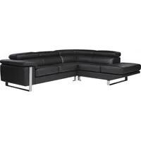 vente-unique Ecksofa - Leder - Ecke Rechts - Schwarz - MYSTIQUE