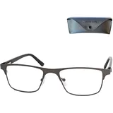 Mini Brille Eckige Metall Lesebrille +2.5 Graphit rechteckig mit Etui - +2.5 Dioptrien (1er Pack)