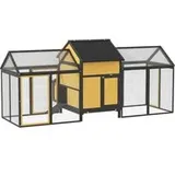 PawHut Hühnerstall Kleintierstall 247 x 125 x 113,5 cm Gelb