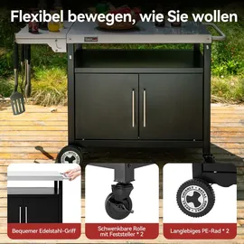 Royal Gourmet Grillwagen 80 x 50 cm Edelstahl schwarz